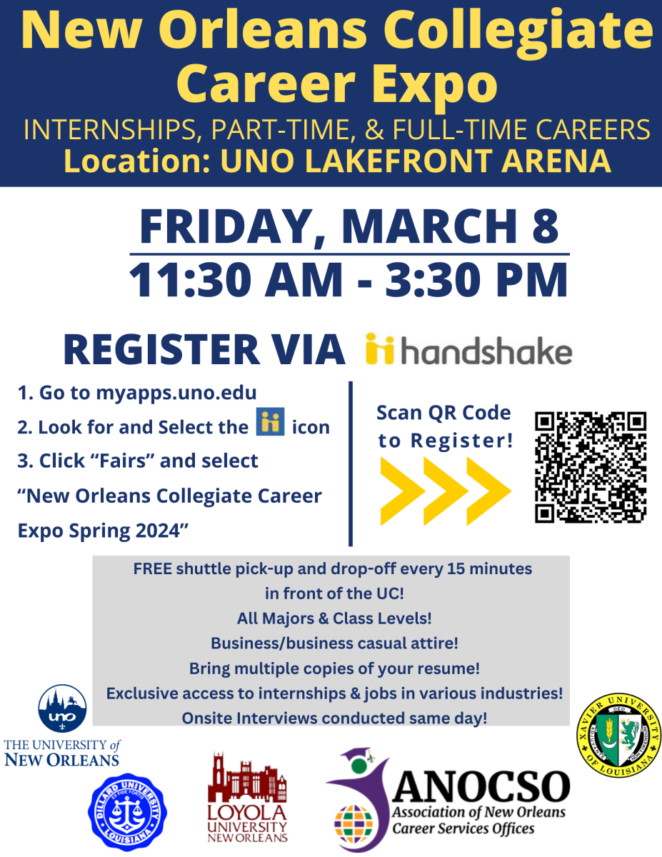 Spring 2024 Career Expo March 8th 11:30am-3:30pm UNO Lakefront Arena