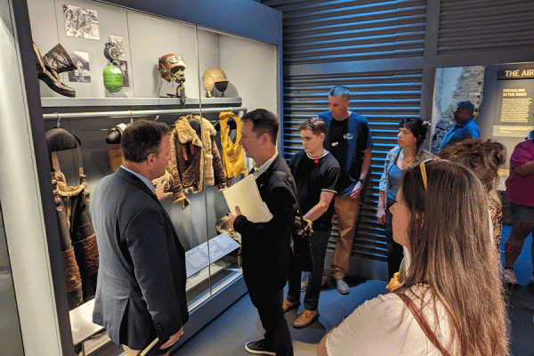 University of New Orleans anthropology professor Ryan Gray and a team of UNO students will spend part of the summer in Berlin, Germany excavating an area thought to be the site of a World War II aircraft crash. Pictured: Gray and students tour The National WWII Museum in New Orleans.