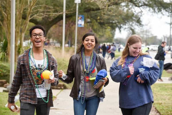 The Krewe of UNO rolled through campus on Tuesday with plenty of Mardi Gras beads and trinkets.