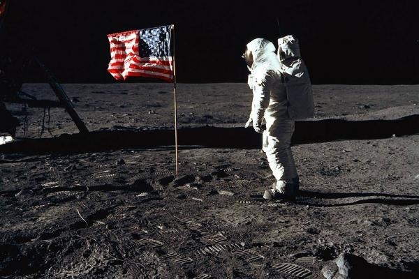 NASA photo of 1969 moonwalk